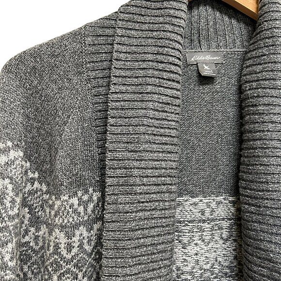 Eddie Bauer Nordic Pattern Cardigan Gray Size L - Picture 3 of 8